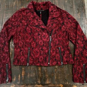 White House Black Market Lace Moto Jacket Size Medium